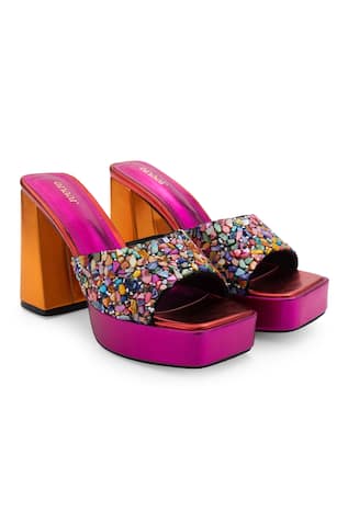 Anaar Sunset Rhinestone Embellished Platform Heels 