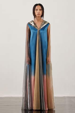 Fall Panelled Gradient Kaftan Dress 