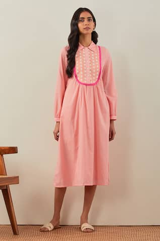 The Indian Cause Yoke Embroidered Cotton Dress 