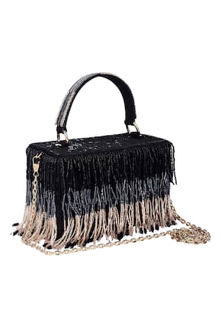 The Purple Sack Tassel Embroidered Clutch 