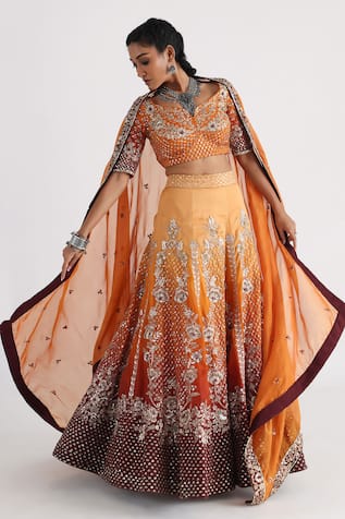 Smriti by Anju Agarwal Aliyna Hand Embroidered Lehenga Set 