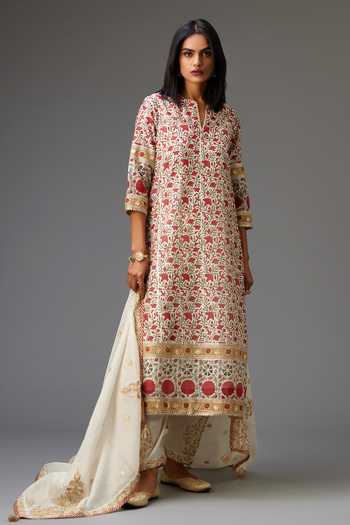 Kora Floral Hand Block Print Kurta Set 