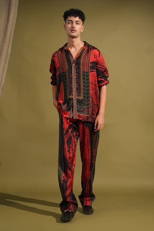 Nikita Mhaisalkar Abstract & Brush Stroke Print Shirt With Pant 