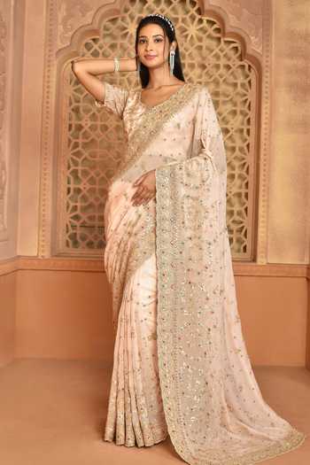 Kalighata Akshara Organza Embroidered Saree With Blouse 
