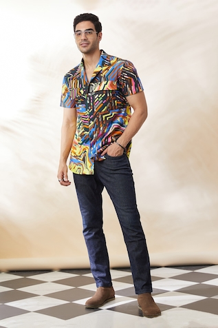 Seven Electric Wave Abstract Print Shirt