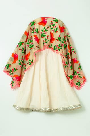 Shruti Jalan Anarkali With Bird Embroidered Cape 