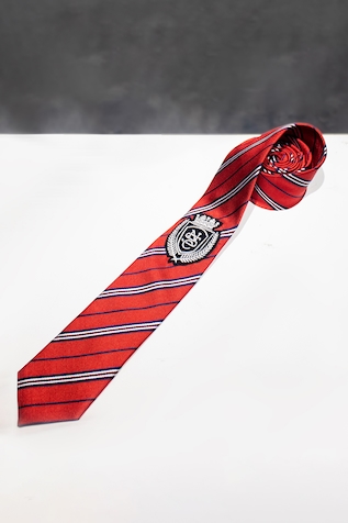S&N by Shantnu Nikhil Striped & Crest Pattern Silk Tie