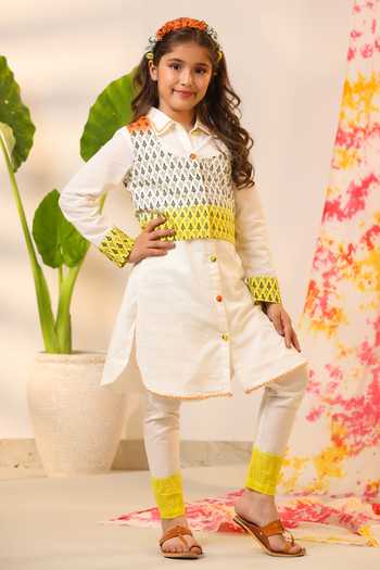 Cute Couture Leaf Print Blouse With Kurta Set 
