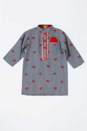 Shruti Jalan Cotton Anchor Embroidered Kurta 