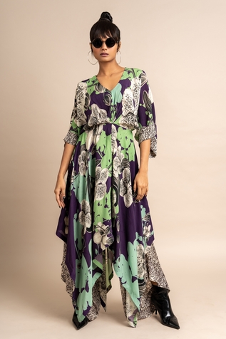 Nupur Kanoi Floral Print Kaftan & Draped Pant Set