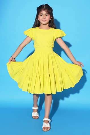 REVATI KIDS BY ARYA DRESS MAKER DESIGNER FANCY MUSLIN PRINT DRESSES