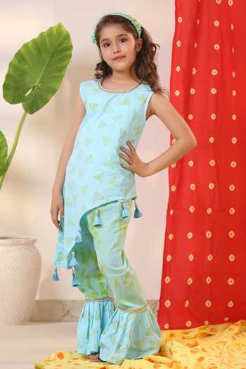 Cute Couture Geometric Print Kurta & Palazzo Set 