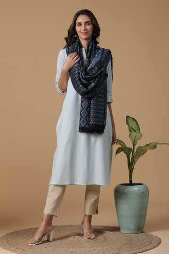 Shingora Woven Geometrical Mosaic Pattern Shawl 