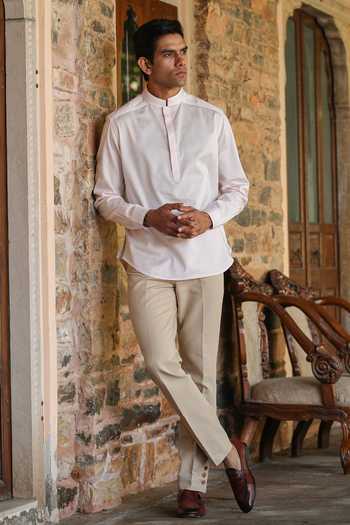 Raw & Rustic By Niti Bothra Mandarin Collar Straight Kurta Shirt 
