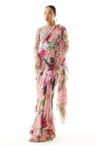 Mahima Mahajan Ruffle Pre-Draped Saree With Blouse