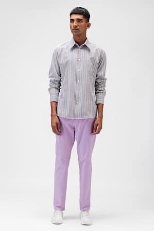 Stretch purple slim fit Trousers