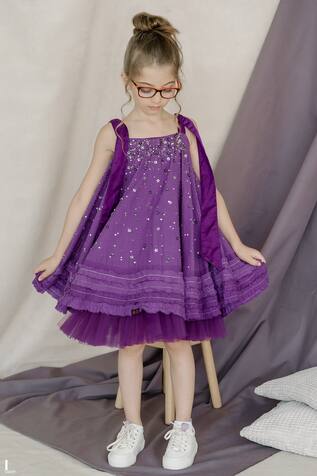 Swati Golyan Sequin Embroidered Frill Dress 