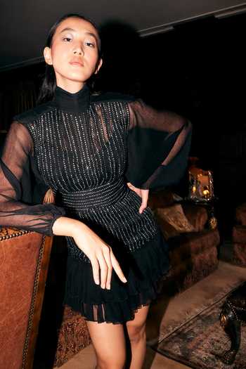 Kangana Trehan High Neck Metallic Studded Dress 