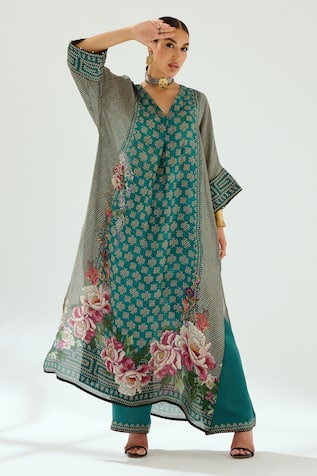 Rajdeep Ranawat Banera Silk Printed Kimono Tunic 