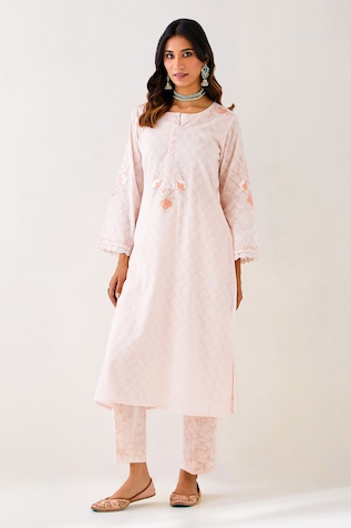 Buy Pink 100% Cotton Hand Embroidered Pithan Flared Palazzo For Women by  Gulaal Online at Aza Fashions.