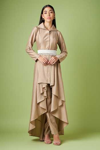 Aakaar Cotton Silk Draped Tunic & Pant Set 