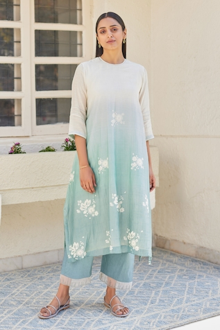 Buy Sky Blue Kurti With Pant Set for Women Online