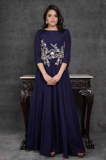 Sunita Bhandari Asymmetric Front Cut Out Gown 
