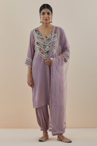Makaan.51 Silk Velvet Printed Bodice Kurta Set