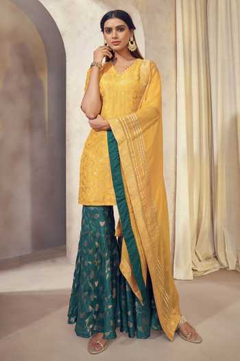 Affroz Floral Woven Sharara Set 
