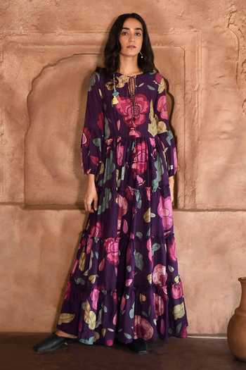 Taro Floral Print Tiered Dress 