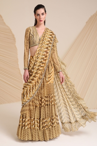 Divya Aggarwal Rosario Pre-Draped Printed Saree With Blouse