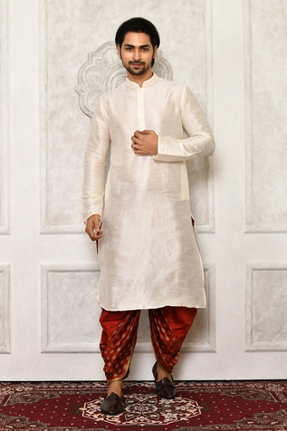 Nazaakat by Samara Singh Solid Kurta & Red Dhoti Pant Set
