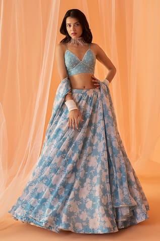 LASHKARAA Floral Print Lehenga Set 