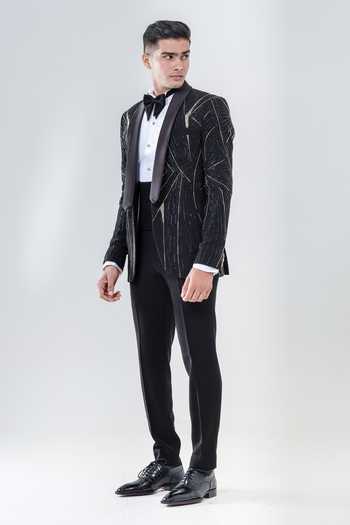 Amrit Dawani Stripe Pattern Tuxedo Set 