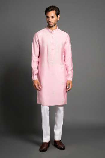 Raghavendra Rathore Jodhpur Silk Floral Embroidered Kurta 