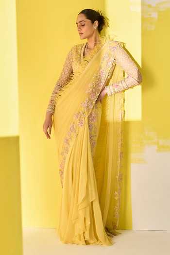 Ridhi Mehra Basha Draped Saree Skirt Set With Embroidered Dupatta 