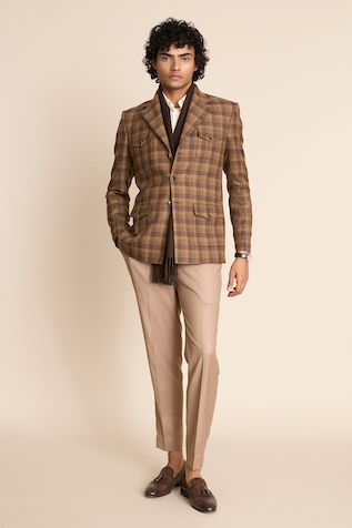 Gargee Designers Checkered Pattern Wool Blazer