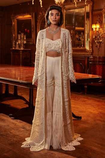 Ridhima Bhasin Shereen Organza Embroidered Jacket Sharara Set 
