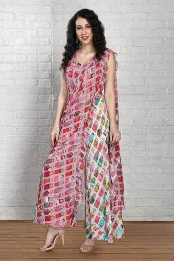Whimsical By Shica Babushka Doll Print Jumpsuit Saree 