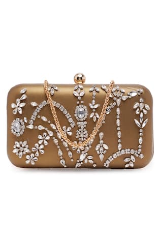 Crystal Embellished Clutch With Sling 