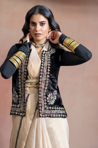 A-line Maxi Ethnic Dress With Jacket – Inddus.com