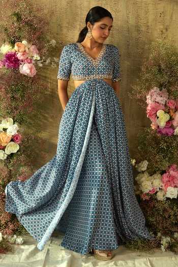 Ria Shah Label Cut-Out Geometric Print Kurta With Pant 