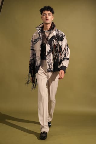 Nikita Mhaisalkar Brush Stroke Cosmic Print Blazer 