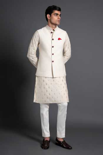 Raghavendra Rathore Jodhpur Silk Thread Work Waistcoat 
