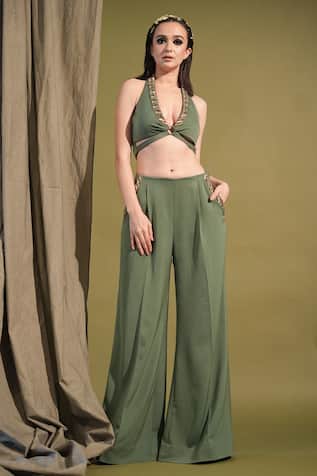 Nikita Mhaisalkar Embellished Crop Top & Pant Set 