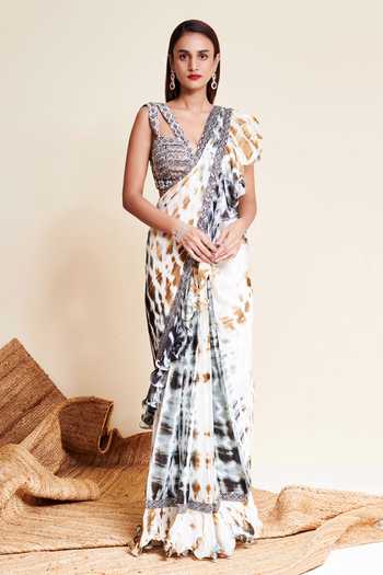 Reeti Arneja Zuri Tie Dye Ruffle Saree With Blouse 