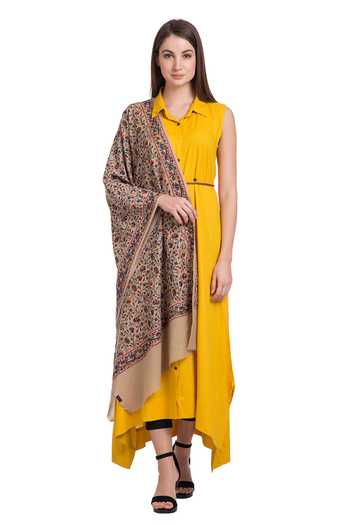 Shingora Embroidered Fringe Border Shawl 