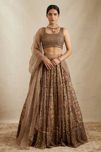 ASTHA NARANG Organza Floral Embroidered Bridal Lehenga Set 
