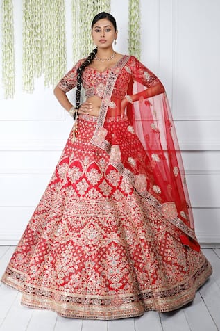 Flower Forest Embroidered Bridal Lehenga Set 