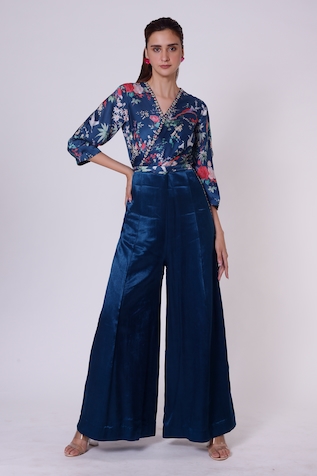 Buy Green Gillet Kimono Jumpsuit With Embellished Belt Online - Shop for W